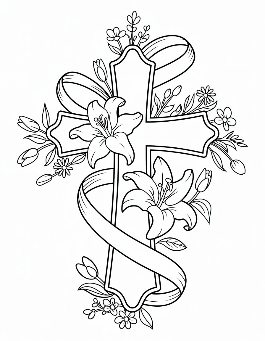 Easter Cross with Flowers